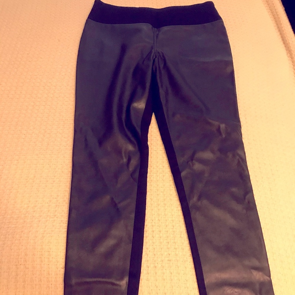 Faux leather front pants